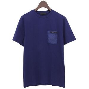 Prada Rubber Logo Pocket Cotton T-shirt Tops Men's Blue - XS 19 Years Sjn250 XS